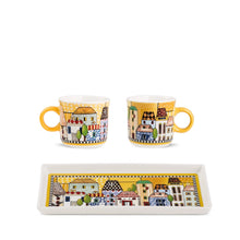 Carica l&#39;immagine nel visualizzatore di Gallery, Set 2 Tazzine da caffè + Vassoio &quot;Paese Mio&quot; Egan
