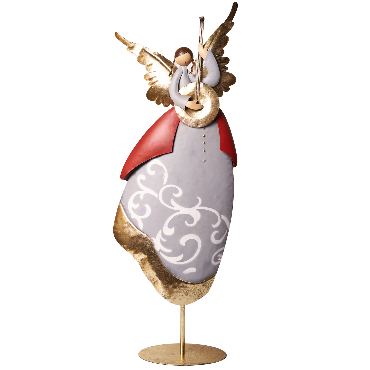 Angelo con mandolino in metallo 90 cm. 